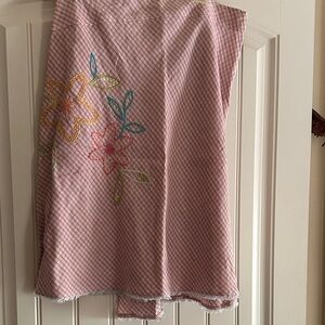 J. Jill Pink Asymmetrical Skirt with Floral Embroidery